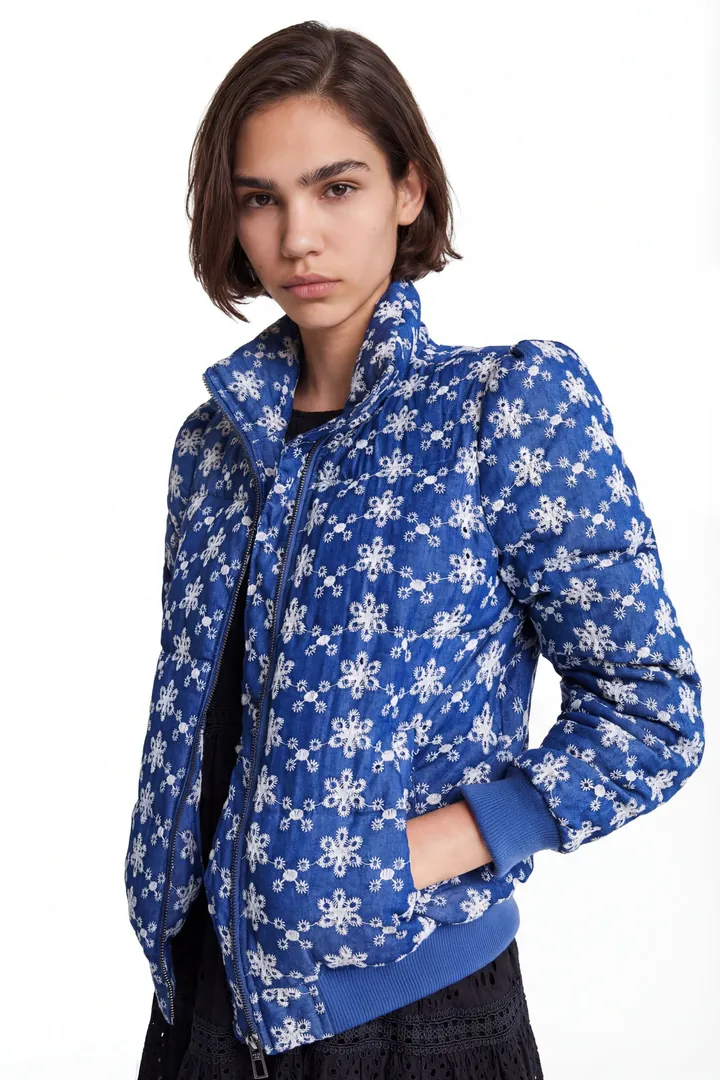 Desigual, Chaqueta padded con encaje, Azul, L