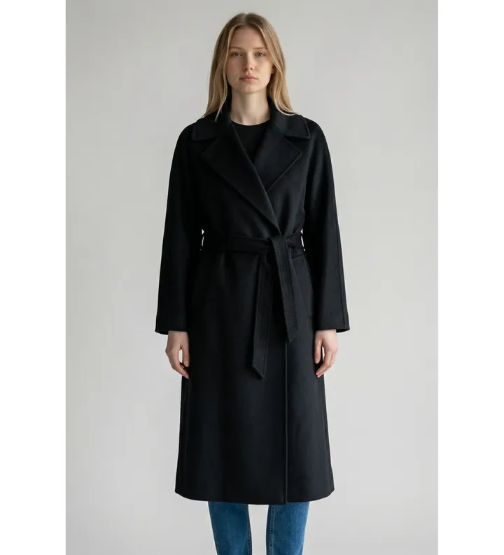 Weekend Max Mara para mujer. 2625016021650 Abrigo Resina negro (36), Casual, Lana