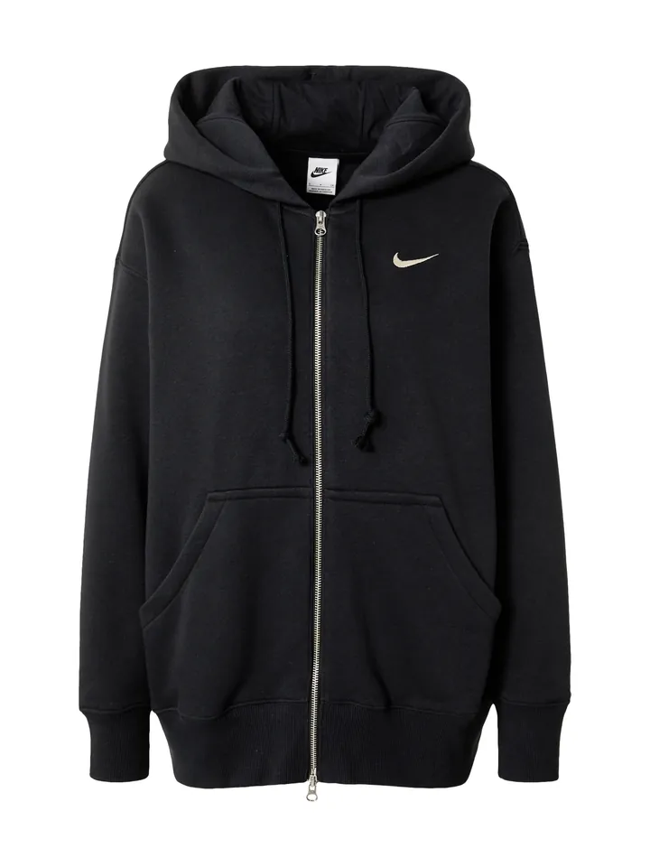 Nike Sportswear Sudadera con cremallera 'Phoenix Fleece' negro / blanco