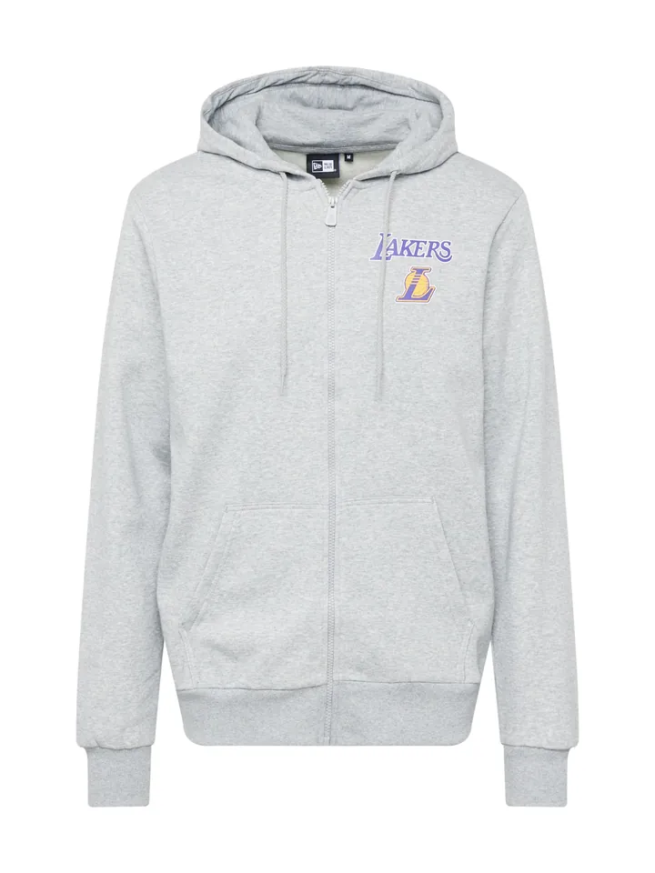 NEW ERA Sudadera con cremallera 'LOSLAK' gris / mora / naranja claro / blanco