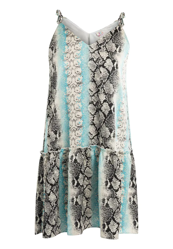 IZIA Vestido de verano azul claro / gris / blanco