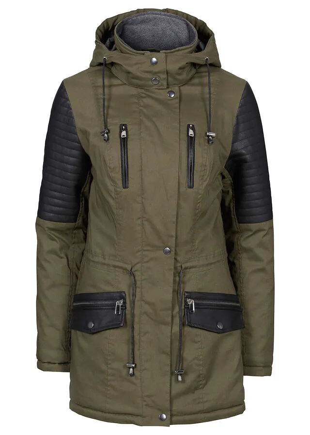 Chaqueta con insertos de piel sintética