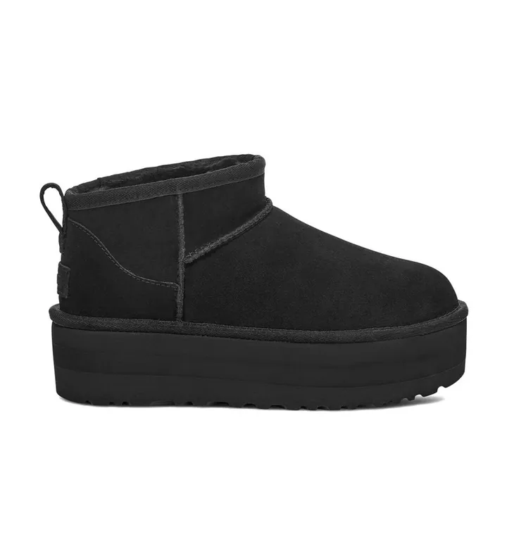 UGG para mujer. 1135092 Botines de piel W Classic Ultra Mini Platform negro (40), 3 a 5cm, Ninguno, Casual