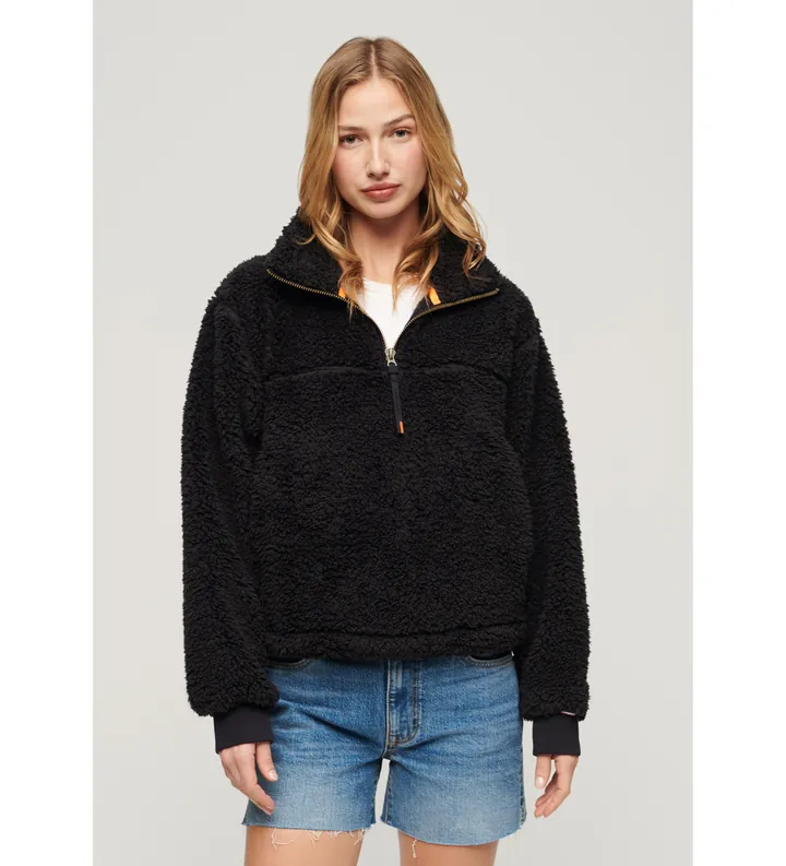 Superdry para mujer. W2012125A Sudadera supersuave negro (L), Casual, Manga larga, Poliéster Reciclado, Sostenible
