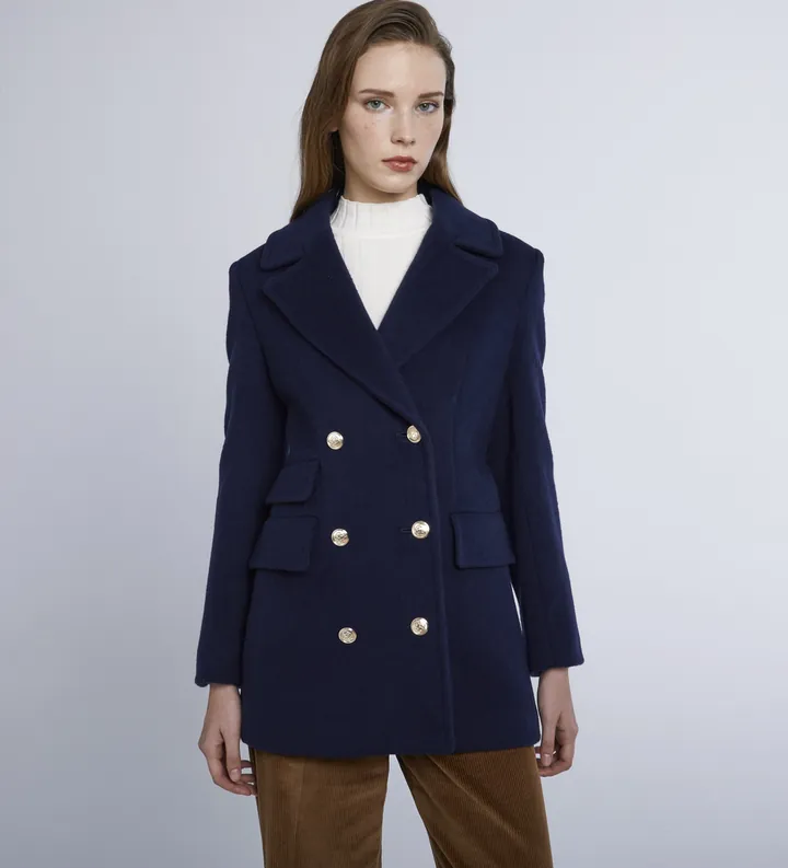 Marella para mujer. 2423086034200 Abrigo Aguzzo marino (44), Azul, Casual, Lana