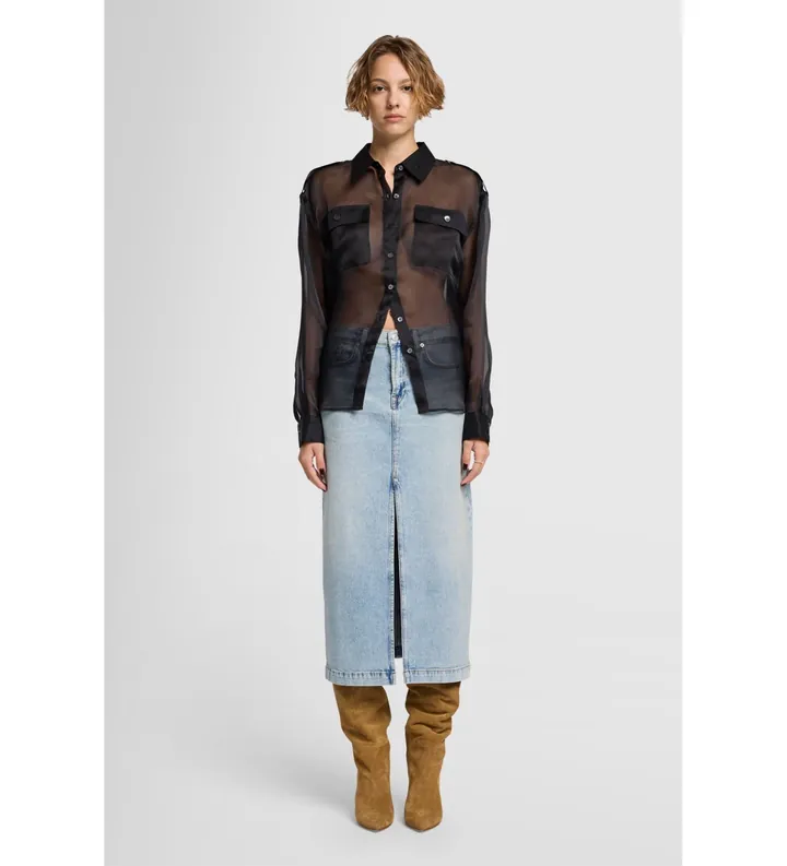 7 For All Mankind para mujer. JSTIC650SHF00 Falda Amber Sahara azul (25), Casual, Algodón, Denim