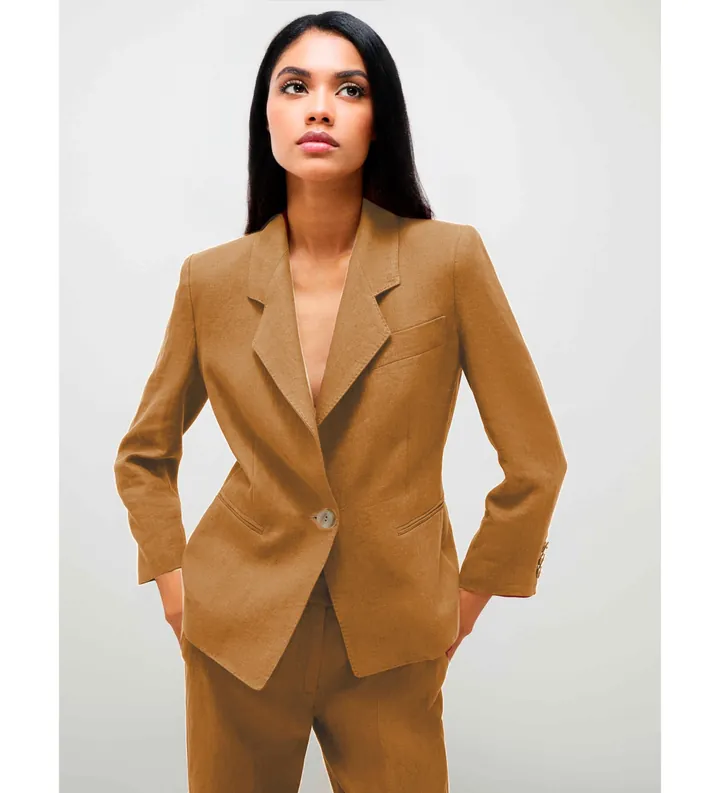 Marella para mujer. 2513041062200 Blazer Biella marrón (42), Casual, Lino