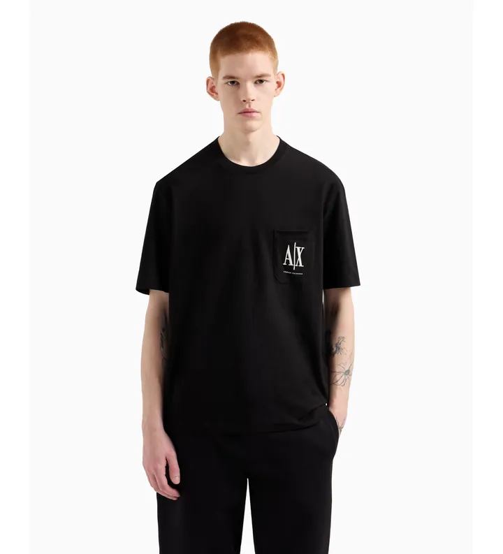 A|X Armani Exchange para hombre. XM000366AF12308UC001 Camiseta Relax negro (L), Casual, Algodón, Manga corta