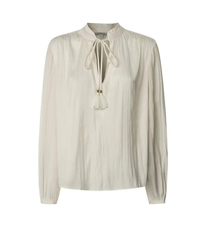 Pepe Jeans para mujer. PL305010 Blusa Caeli Blanco (L), Casual, Poliéster, Manga larga