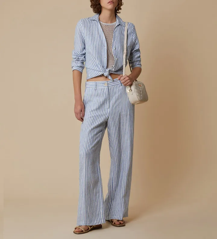 PennyBlack para mujer. 2511131233200 Pantalón Zuara azul (M/L), Casual, Lino