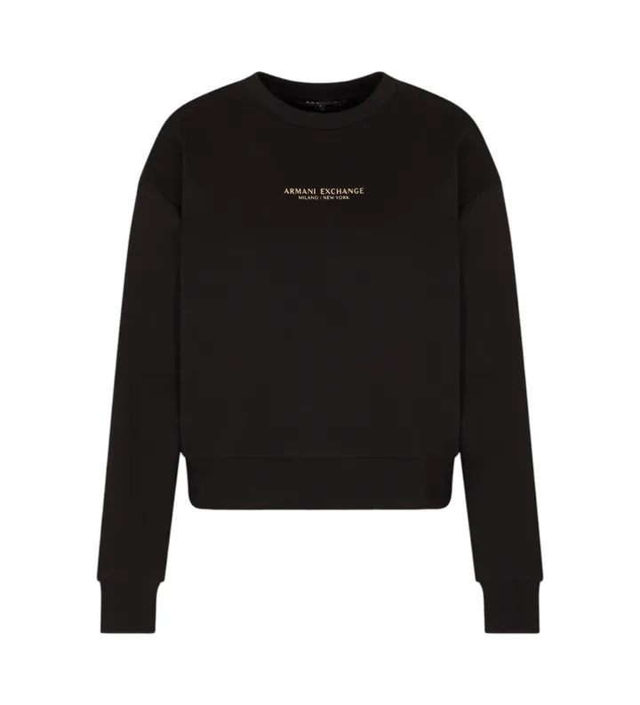 A|X Armani Exchange para mujer. XW001451AF10830MC021 Sudadera Regular Fit negro (L), Casual, Algodón, Manga larga