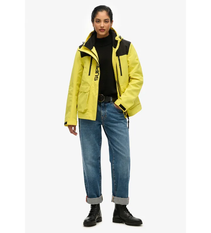 Superdry para mujer. W5011847A Abrigo Colour Block Ult amarillo (M), Casual, Poliéster, Outdoor