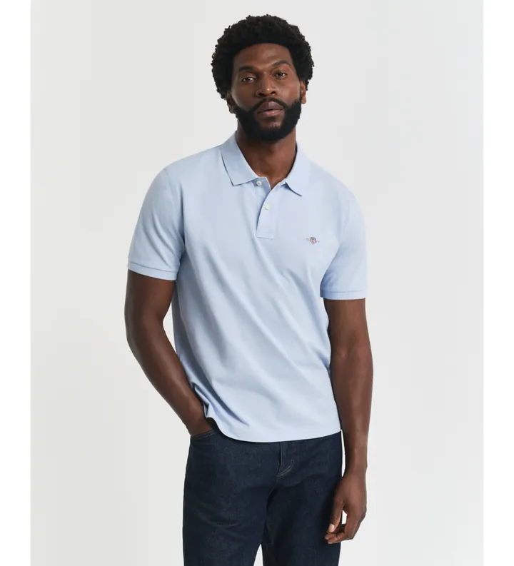 Gant para hombre. 2210 Polo de piqué Regular Fit Shield azul (3XL), Casual, Algodón, Manga corta