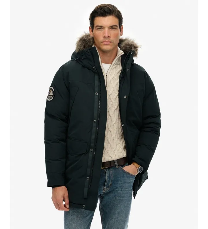 Superdry para hombre. M5011929A Parka Everest Faux Fur verde oscuro (L), Casual, Poliéster