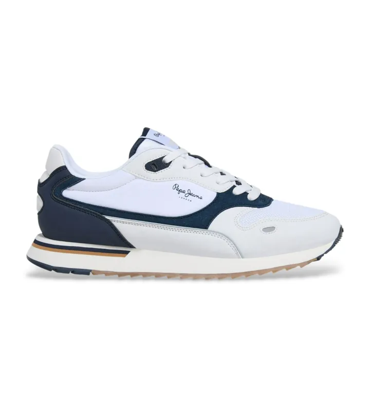 Pepe Jeans para hombre. PMS400034 Zapatillas Bexley Road blanco (42), Tela, Plano, Cordones, Casual