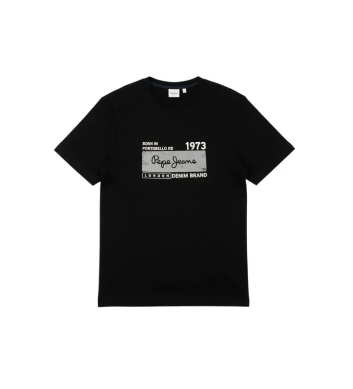 Pepe Jeans para hombre. PM5010361 Camiseta Grayson negro (M), Casual, Algodón, Manga corta
