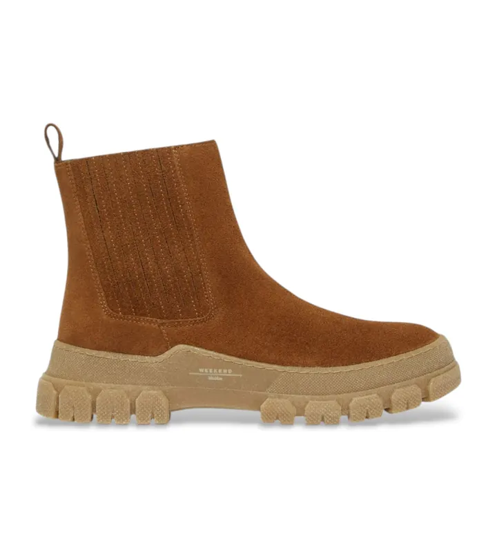 Weekend Max Mara para mujer. 2525796035600 Botines de piel Genepi Cuoio (36), Marrón, Plano, Ninguno, Casual