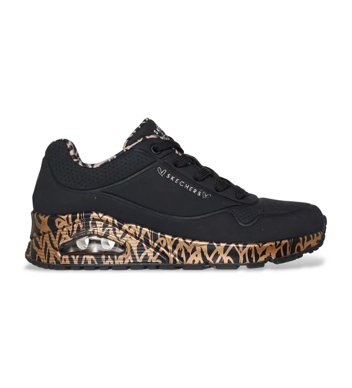 Skechers para mujer. 155506 Zapatillasx JGoldcrown: Uno - Loving Love negro (37), Plano, Cordones, Casual, Deportivo, Multideporte