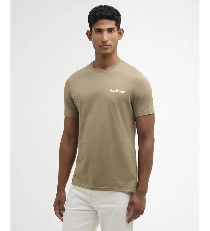 Barbour para hombre. MTS1395 Camiseta Camber verde (M), Casual, Algodón, Manga corta
