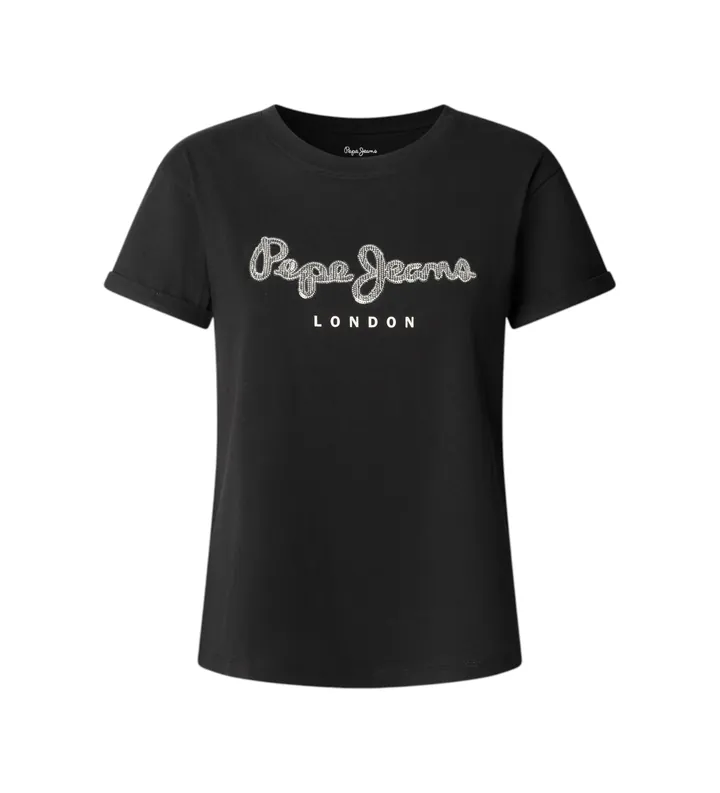 Pepe Jeans para mujer. PL5000142 Camiseta Nadda negro (M), Casual, Algodón, Manga corta