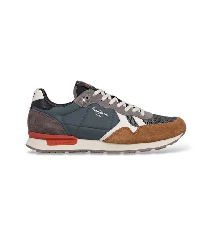 Pepe Jeans para hombre. PMS400021 Zapatillas Brit Essence gris (41), Plano, Cordones, Casual