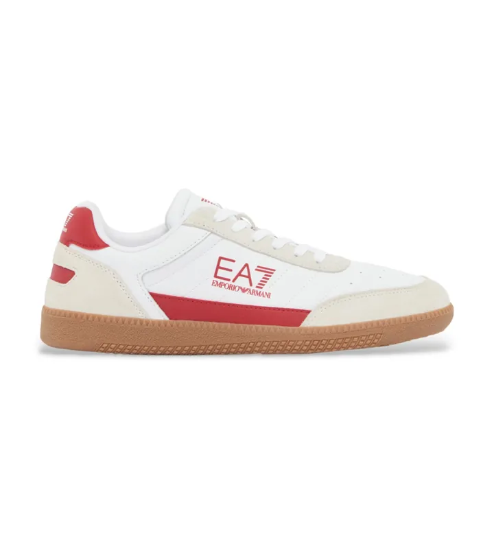 EA7 unisex. 7X000406_AF19827 Zapatillas De Piel Heritage Mz595 Blanco, Rojo (36 2/3), Tela, Plano, 1 a 3cm, Cordones, Casual