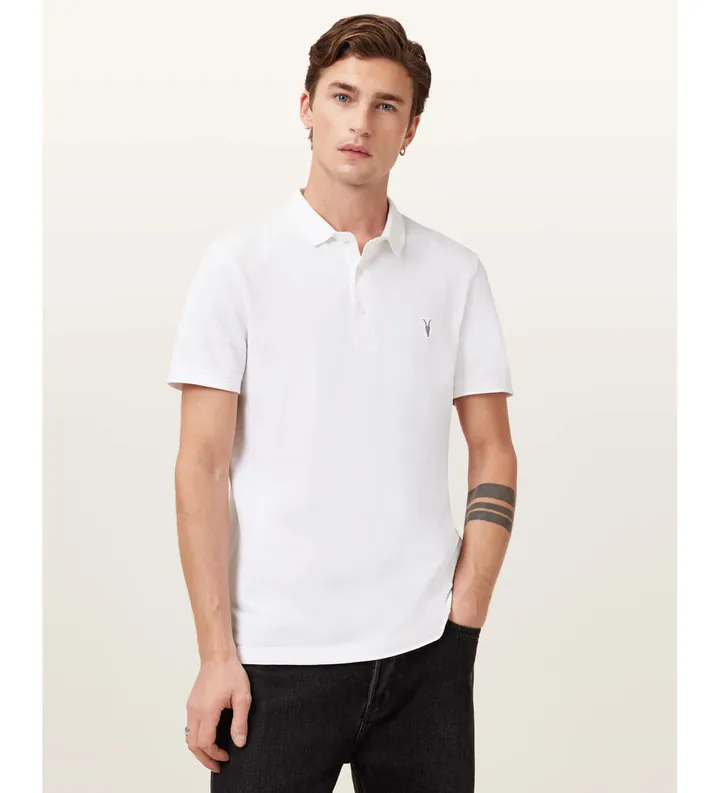 ALL SAINTS para hombre. M075PB Polo Reform blanco (L), Casual, Algodón, Manga corta
