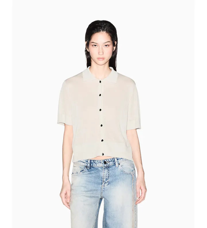 A|X Armani Exchange para mujer. XW001911AF21575U6275 Cárdigan Corta beige (L), Casual, Viscosa, Manga corta