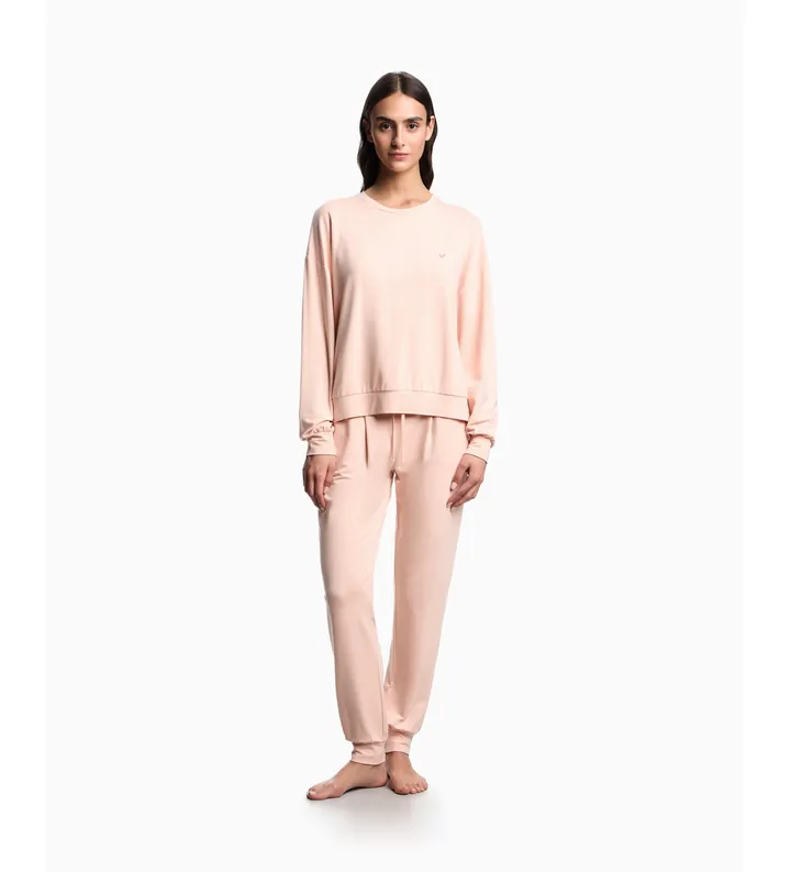 Emporio Armani para mujer. EW002499_AF19032 Sudadera Homie rosa (L), Homewear, Viscosa