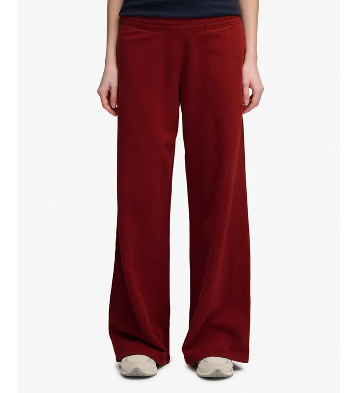 Superdry para mujer. W7011286A Pantalón Essential Logo Wide Leg Jogger burdeos (L), Rojo, Casual, Granate, Algodón