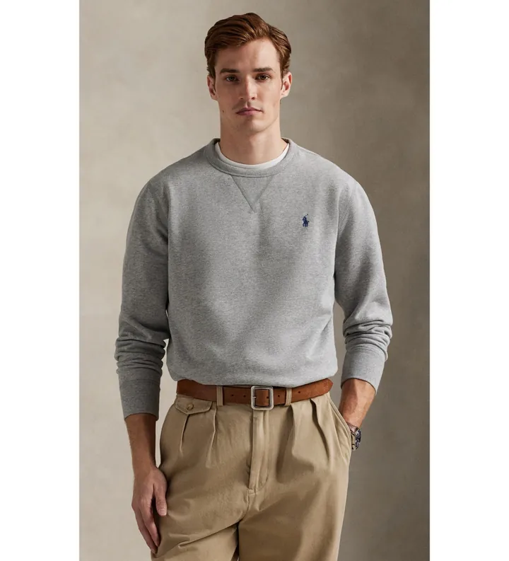 Polo Ralph Lauren para hombre. 710766772004 Sudadera de felpa RL gris (L), Casual, Algodón