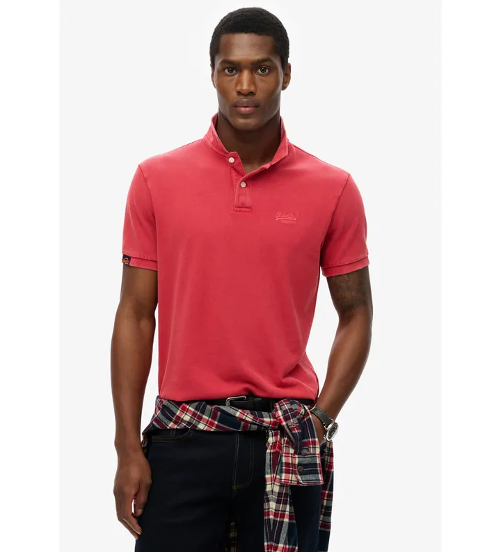 Superdry para hombre. M1110439A Polo Vintage Destroy rojo (XXL), Casual, Algodón, Manga corta
