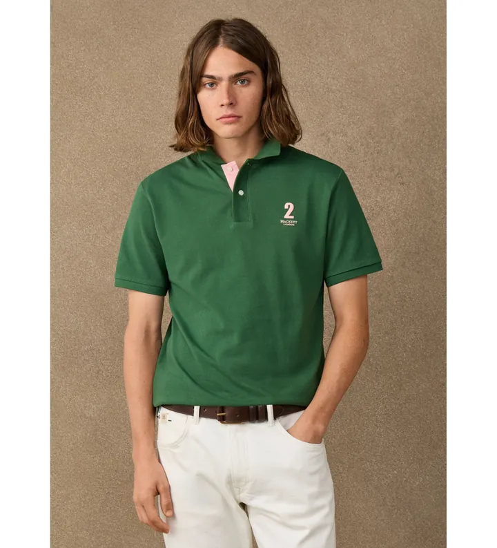 Hackett London para hombre. HM5600205 Polo Nbr verde (L), Casual, Algodón, Manga corta