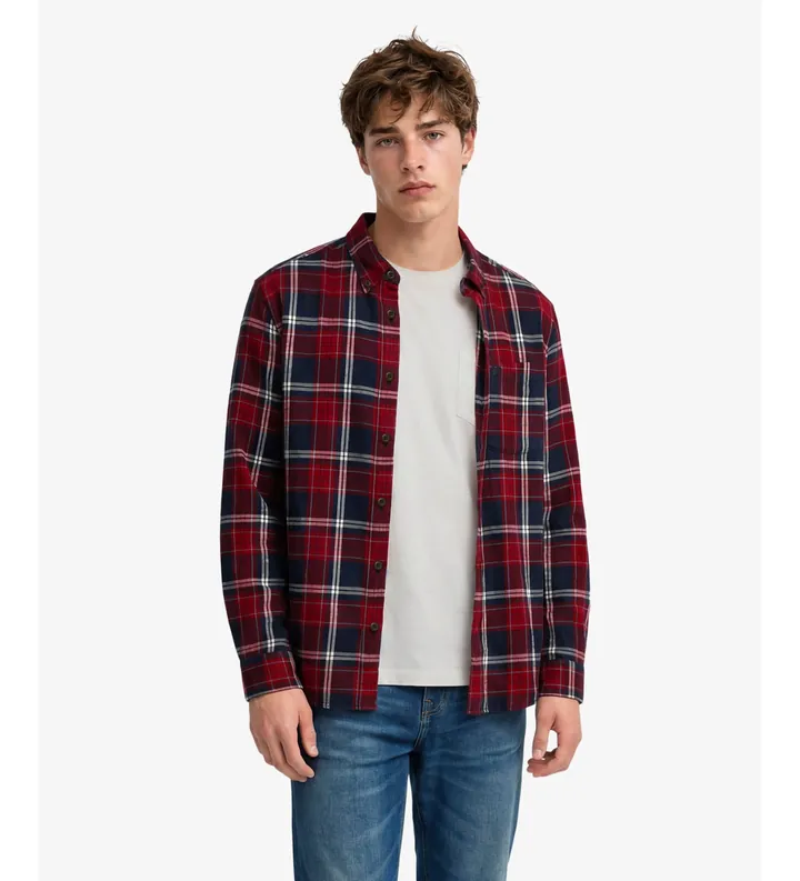 Superdry para hombre. M4011197A Camisa Cotton Lumberjack rojo (L), Casual, Algodón, Manga larga