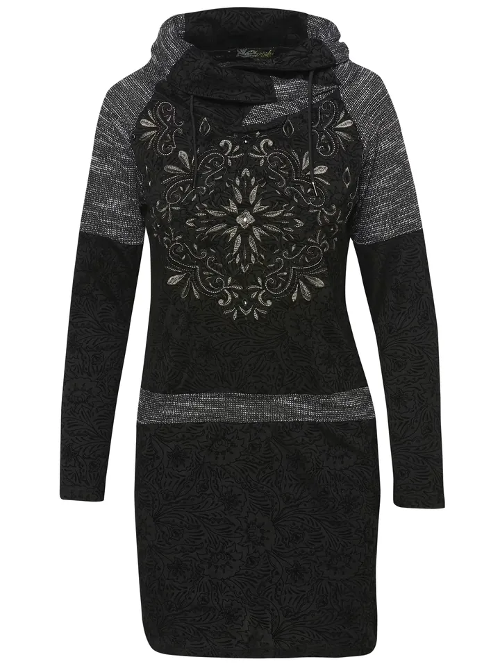 KOROSHI Vestido gris plateado / negro