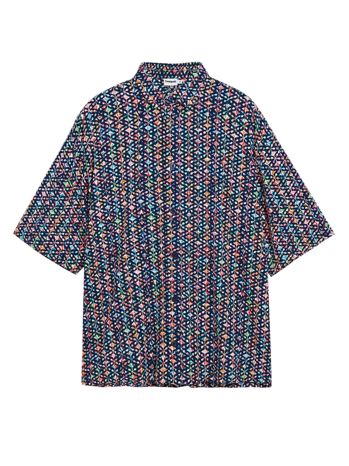 Desigual Camisa  azul / azul oscuro / verde / naranja