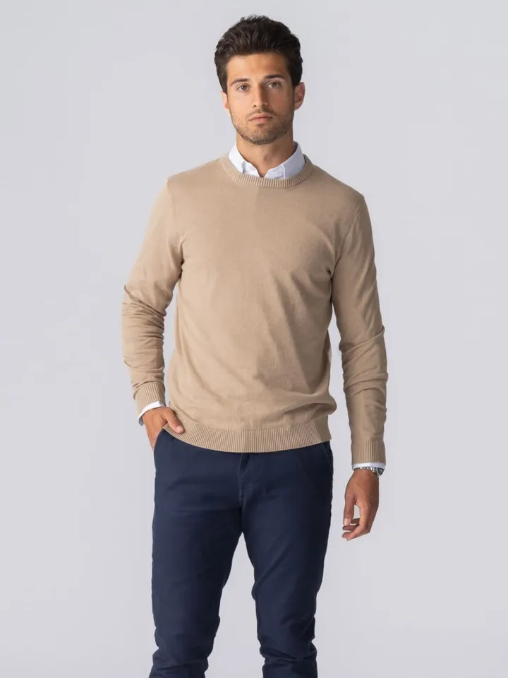 TEESHOPPEN Jersey ' Pullover Crew '  beige