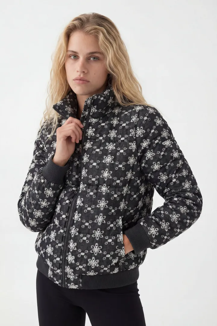 Desigual, Chaqueta padded con encaje, Negro, L