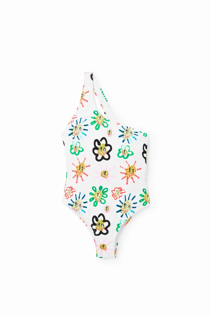Desigual, Bañador tirante asimétrico soles, Blanco, L