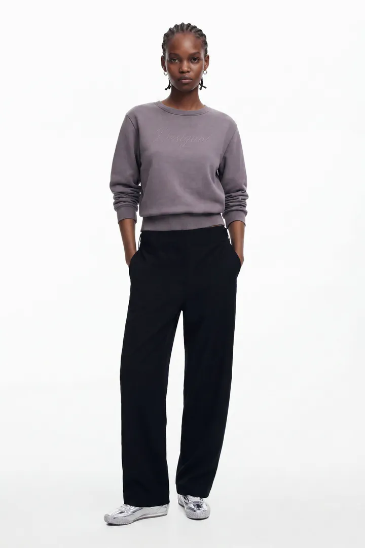 Desigual, Pantalón recto Utility, Negro, L