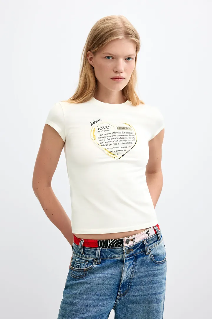 Desigual, Camiseta Estampado Mensaje, Mujer, Algodon, Blanco, L