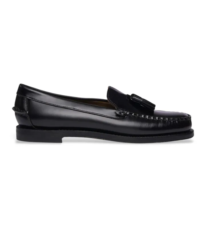 Sebago para mujer. 7001560 Mocasines de Piel Classic Will negro (36), Plano, 1 a 3cm, Ninguno, Casual, Fiesta, Clásico