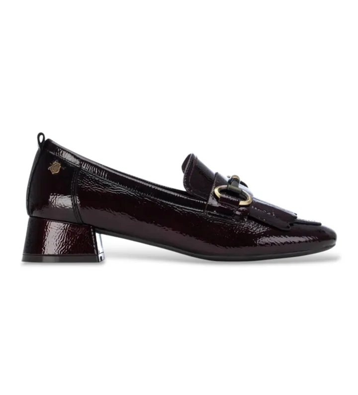 Carmela para mujer. 16436203-BURDEOS Mocasines de Piel 164362 granate (36), 3 a 5cm, Ninguno, Casual, Clásico, Charol