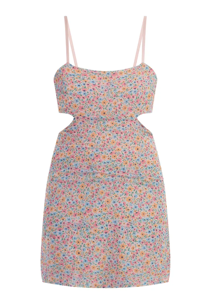 MYMO Vestido de verano azul claro / verde / naranja / rosa claro
