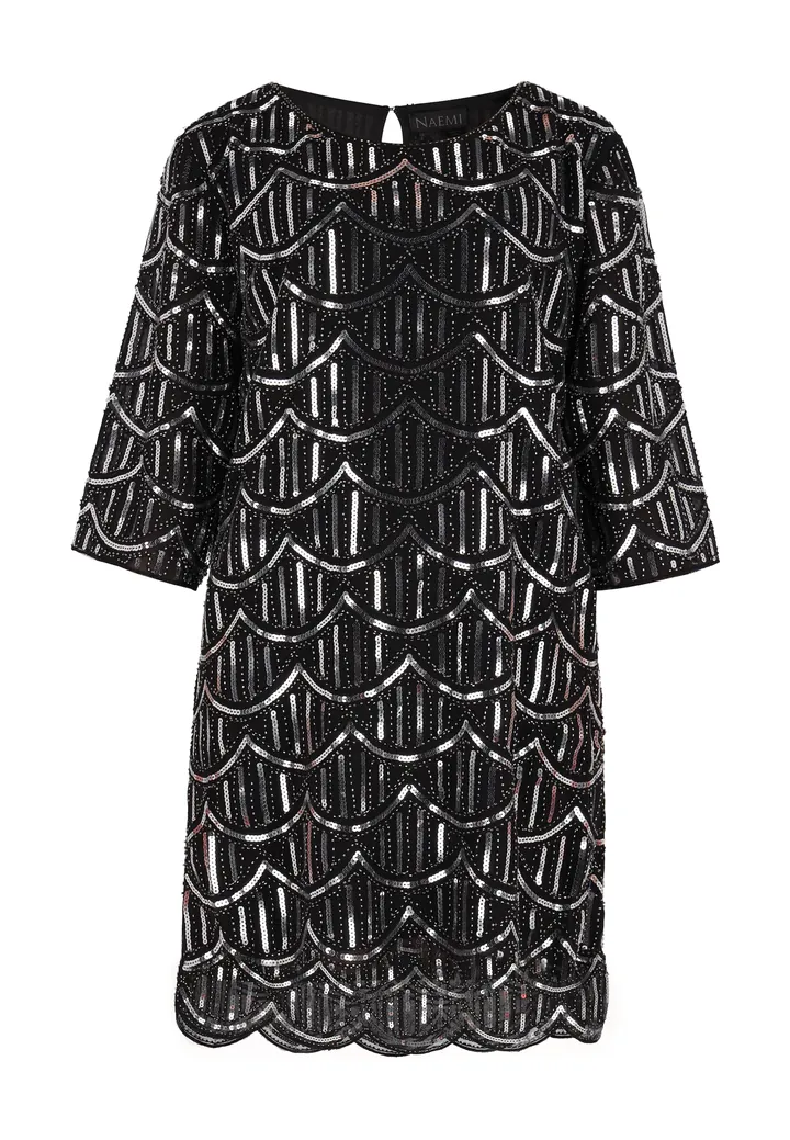NAEMI Vestido de gala gris plateado / negro