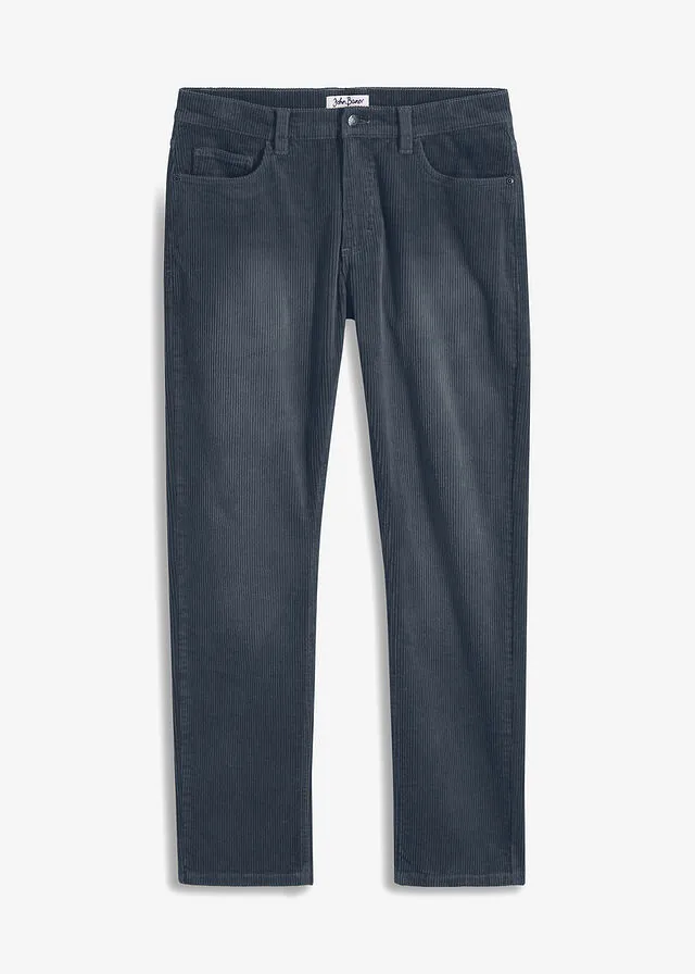 Pantalón de pana elástico, regular fit, de aspecto lavado, straight