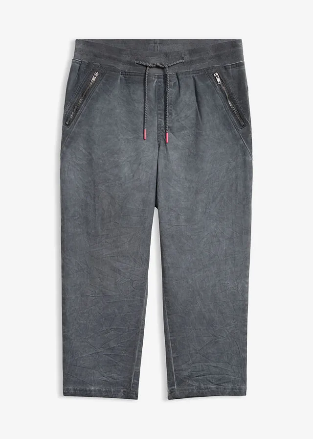 Pantalón capri de mezcla de algodón con cordón en contraste