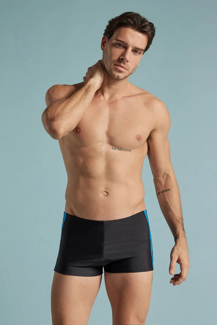 Intimissimi Bañador Bóxer Ajustado de Color Liso Hombre Azul Tamaño L