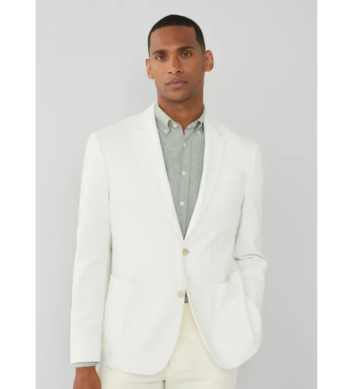 Hackett London para hombre. HM443303 Americana lisa blanco (36/32), Algodón, Clásico