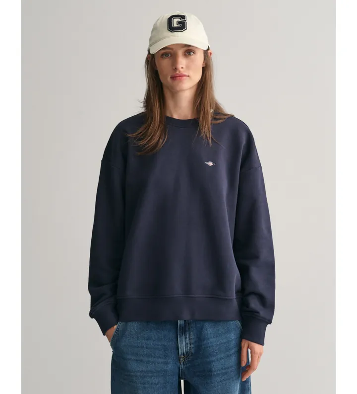 Gant para mujer. 4201414 Sudadera Shield de cuello redondo marino (L), Casual, Algodón